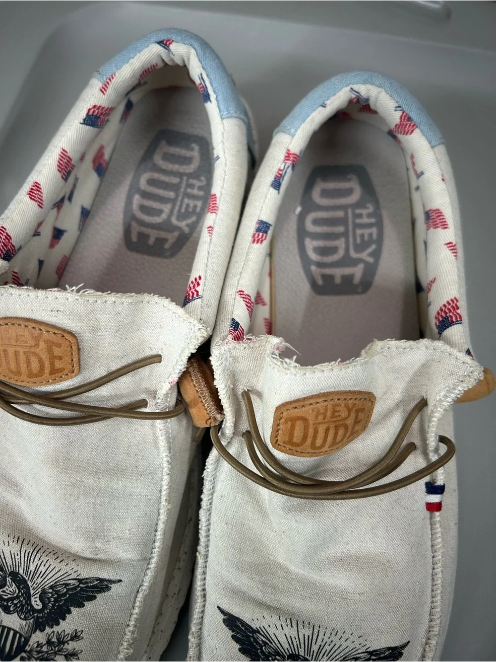 Hey Dude Wally Americana Eagle Slip on Loafers Sz 14